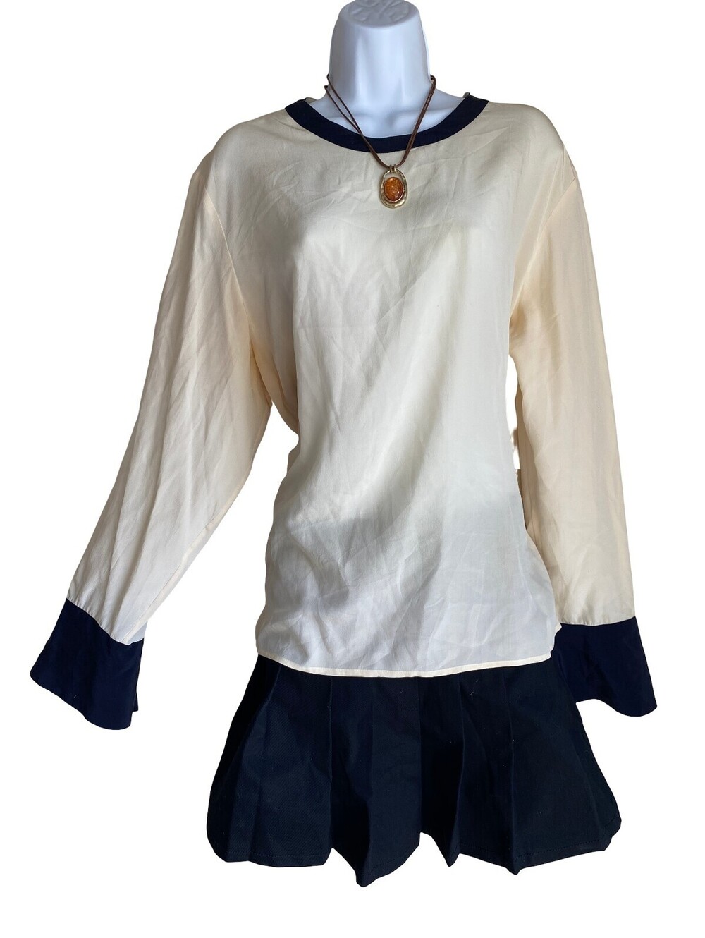 VTG Valerie Stevens Plus Size 14 Silk Blouse Button Up Elegant Coquette Fall Top